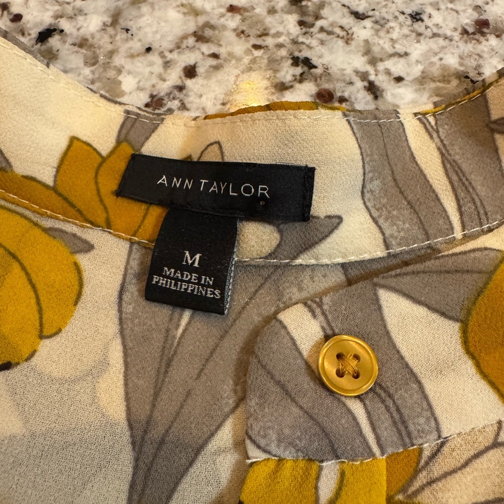 Ann Taylor Mustard and Gray Floral Blouse - Picture 7 of 7